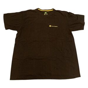 John Deere Men's Pocket T-Shirt | Brown/Chocolate Yellow Logo 100% Cotton Size M